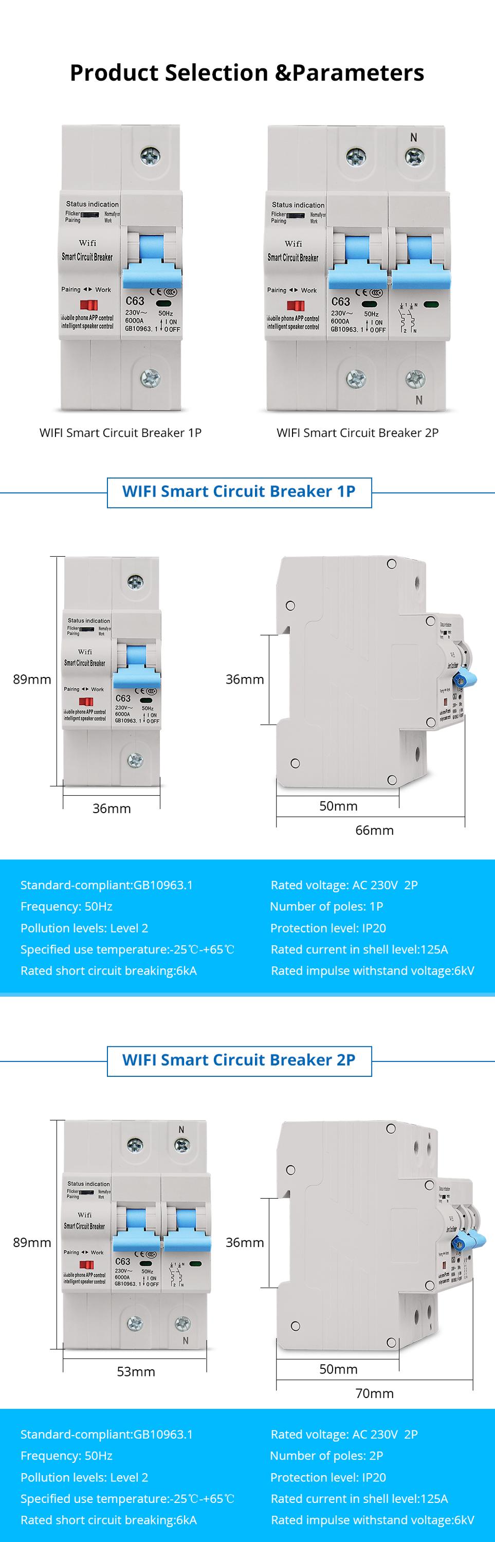 Zemismart air circuit breaker smart intelligent mcb WIFI Tuya circuit breakers mcb 1P work with Alexa Google Home