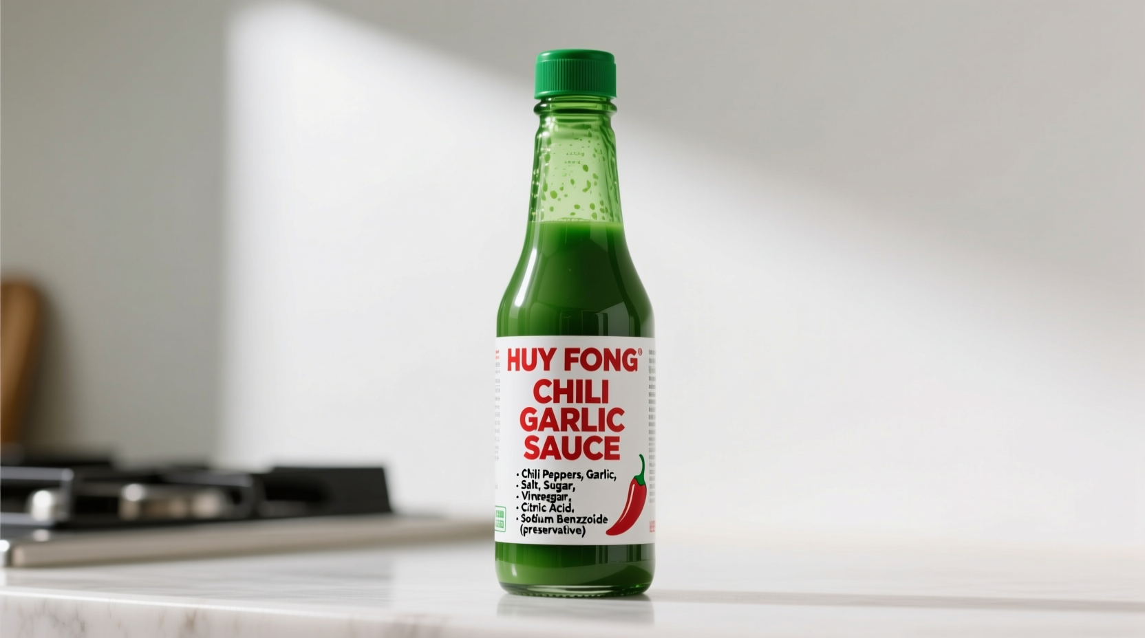 Huy Fong Chili Garlic Sauce ingredients in green bottle