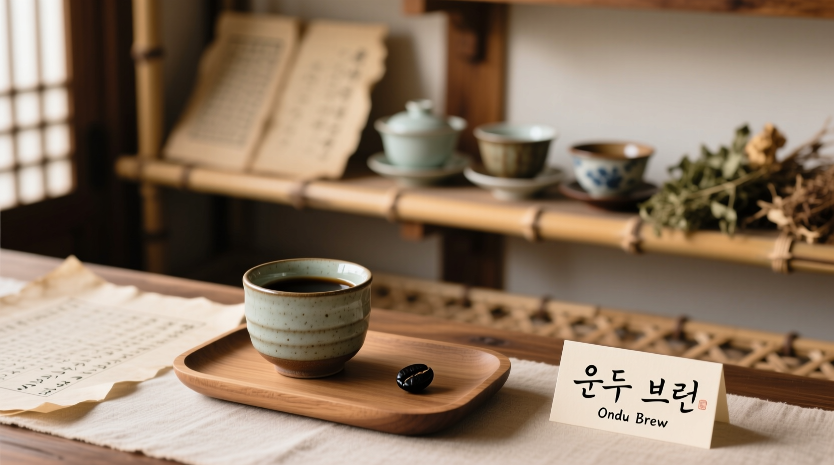Traditional Korean coffee presentation at Cafe Onion Anguk