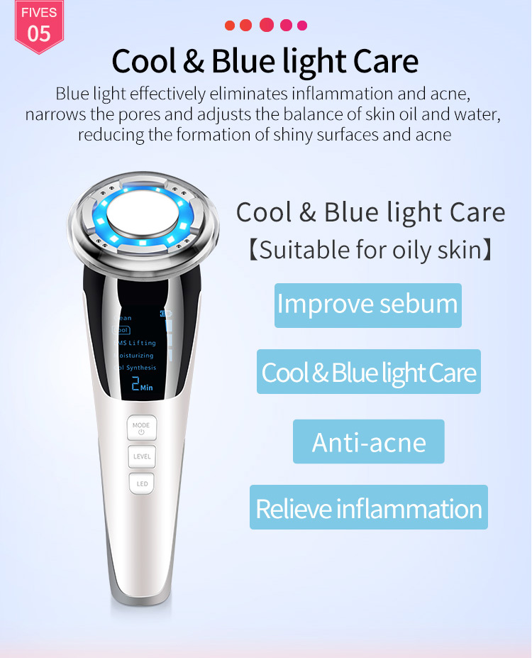RTS Facial Clean Product EMS Galvanic Machine Red Blue LED Hot Cold Skin Tightening Device Face Lifting Massager