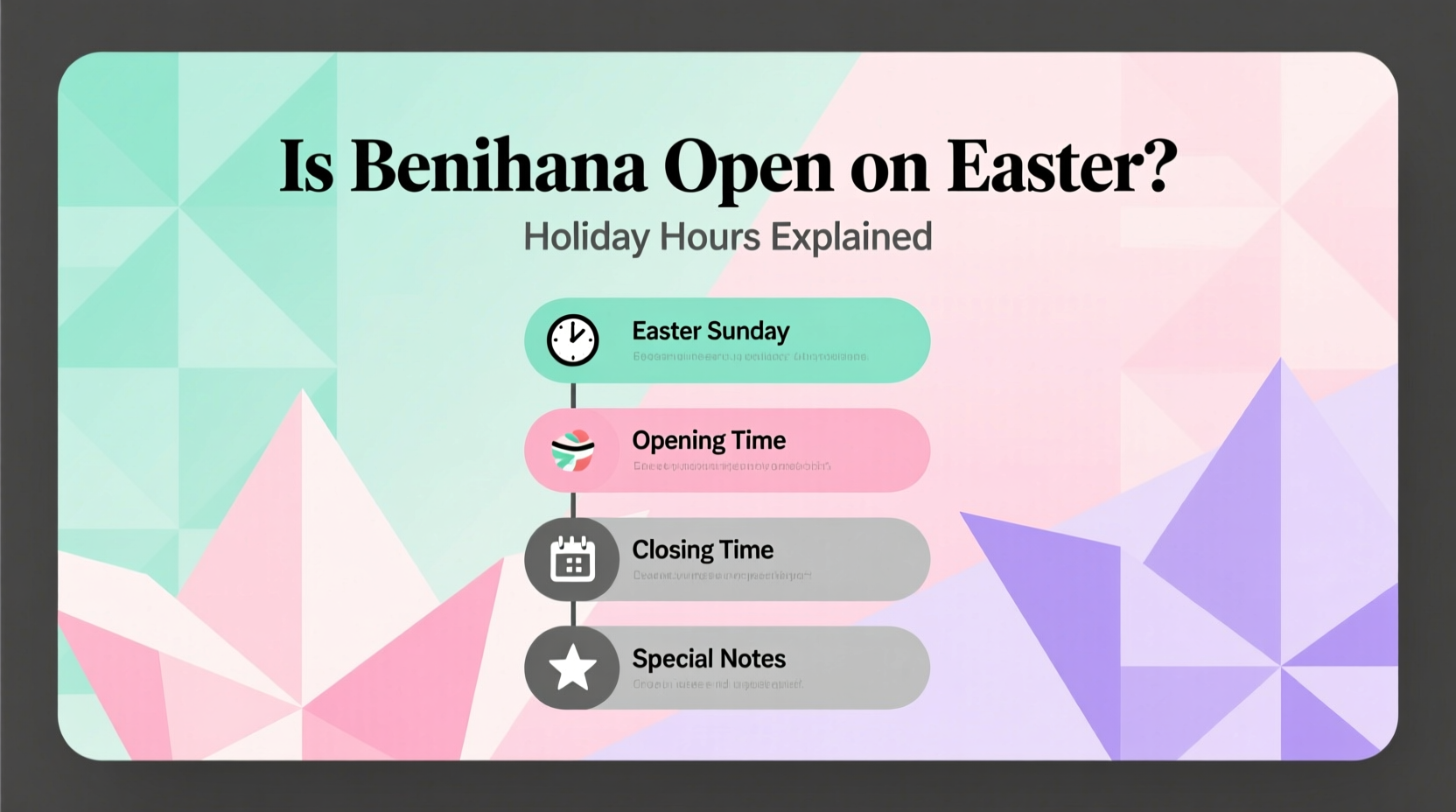 is benihana open on easter