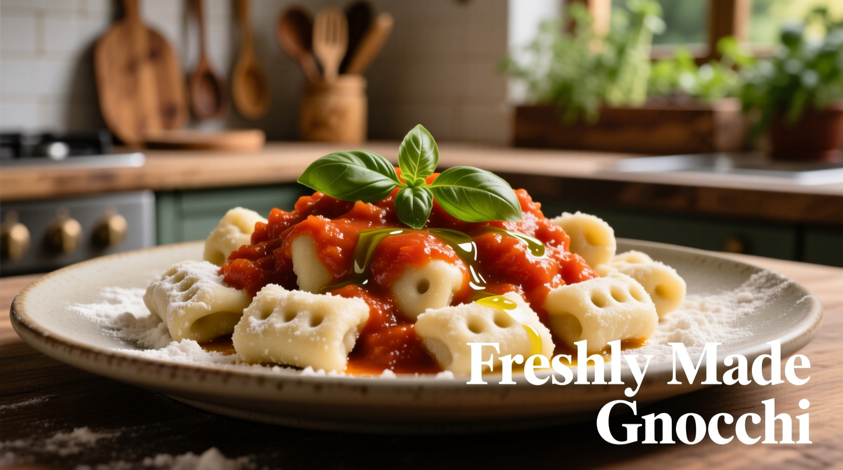 Freshly made gnocchi with vibrant tomato sauce