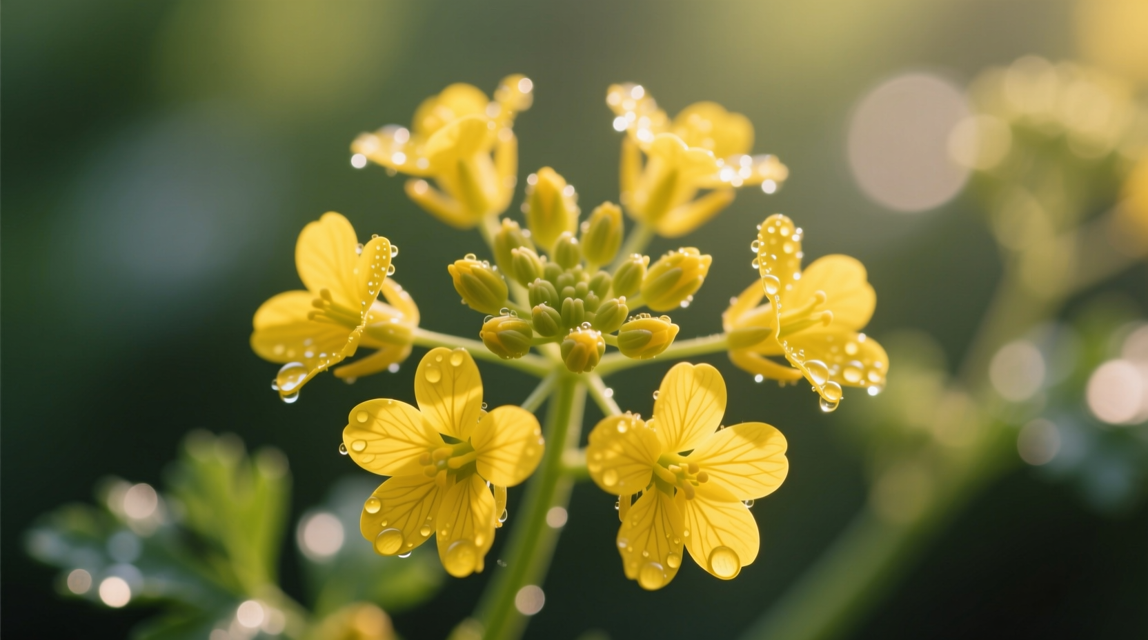 Close-up of flowering parsley with yellow blooms
