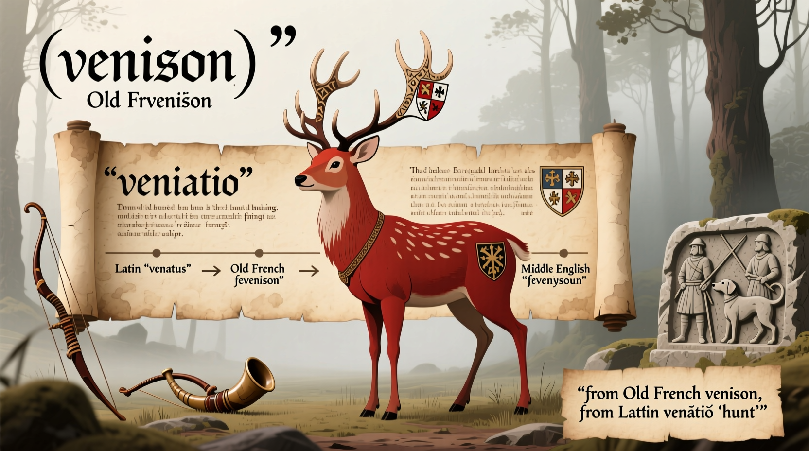 why is deer meat called venison etymology history explained