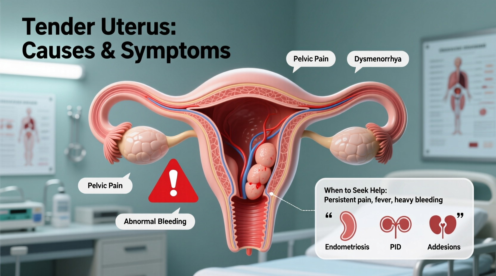 tender uterus common causes symptoms when to seek help