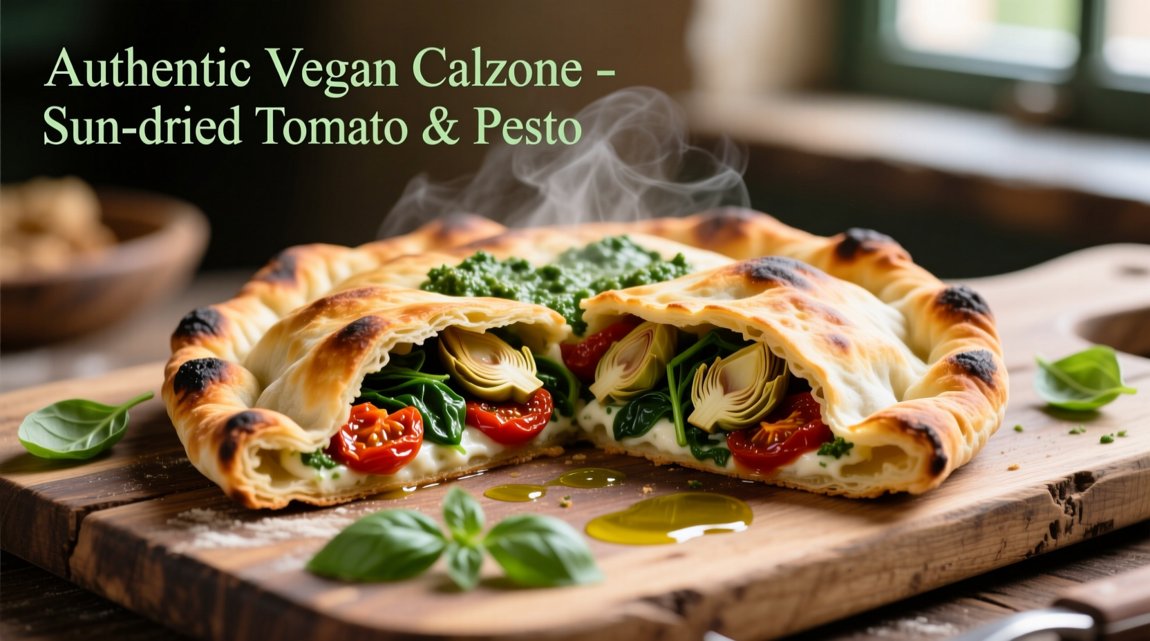Perfect Vegan Calzones with Sun-Dried Tomato and Pesto Spread