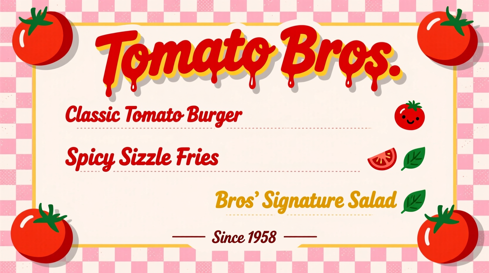 tomato bros menu