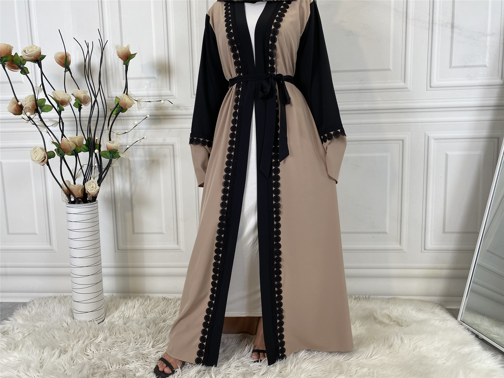 1840#Abaya With Embroidery New Style Front Clothing - CHAOMENG MUSLIM SHOP