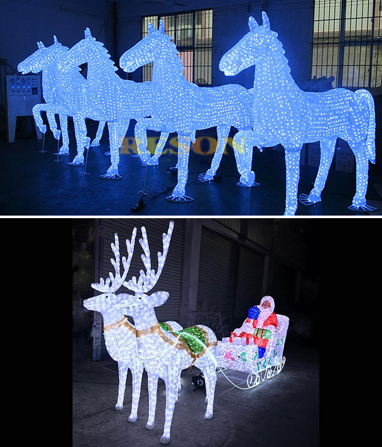 Christmas lights LED acrylic santa sleigh enchanted carriage