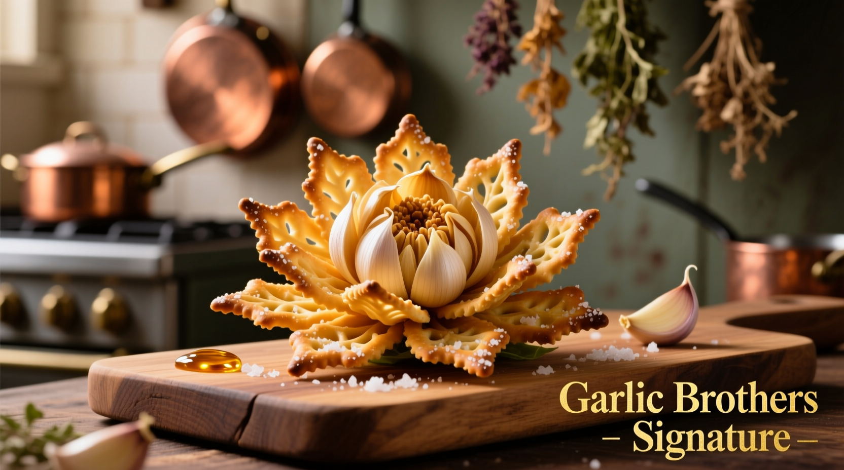 Garlic Brothers signature garlic blossom appetizer