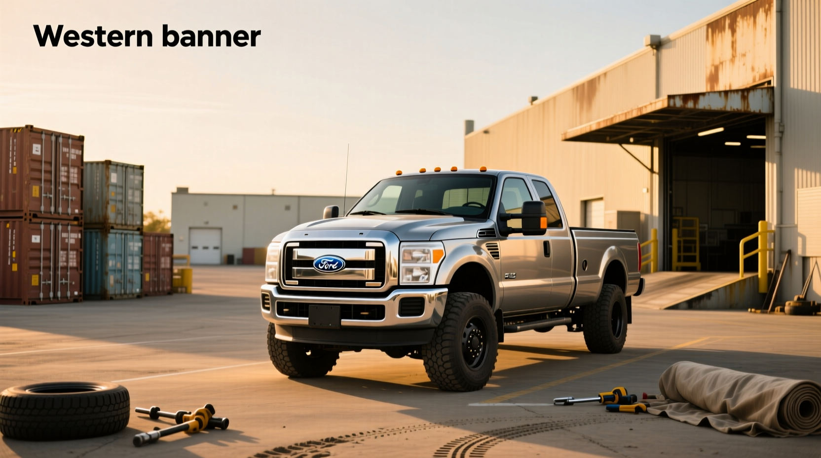 Ford F-550 work truck with crane attachment