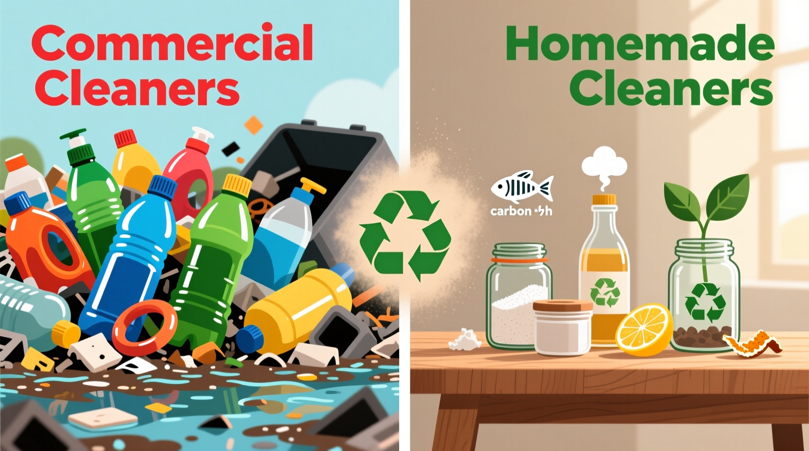 Comparison of plastic waste from commercial cleaners vs homemade