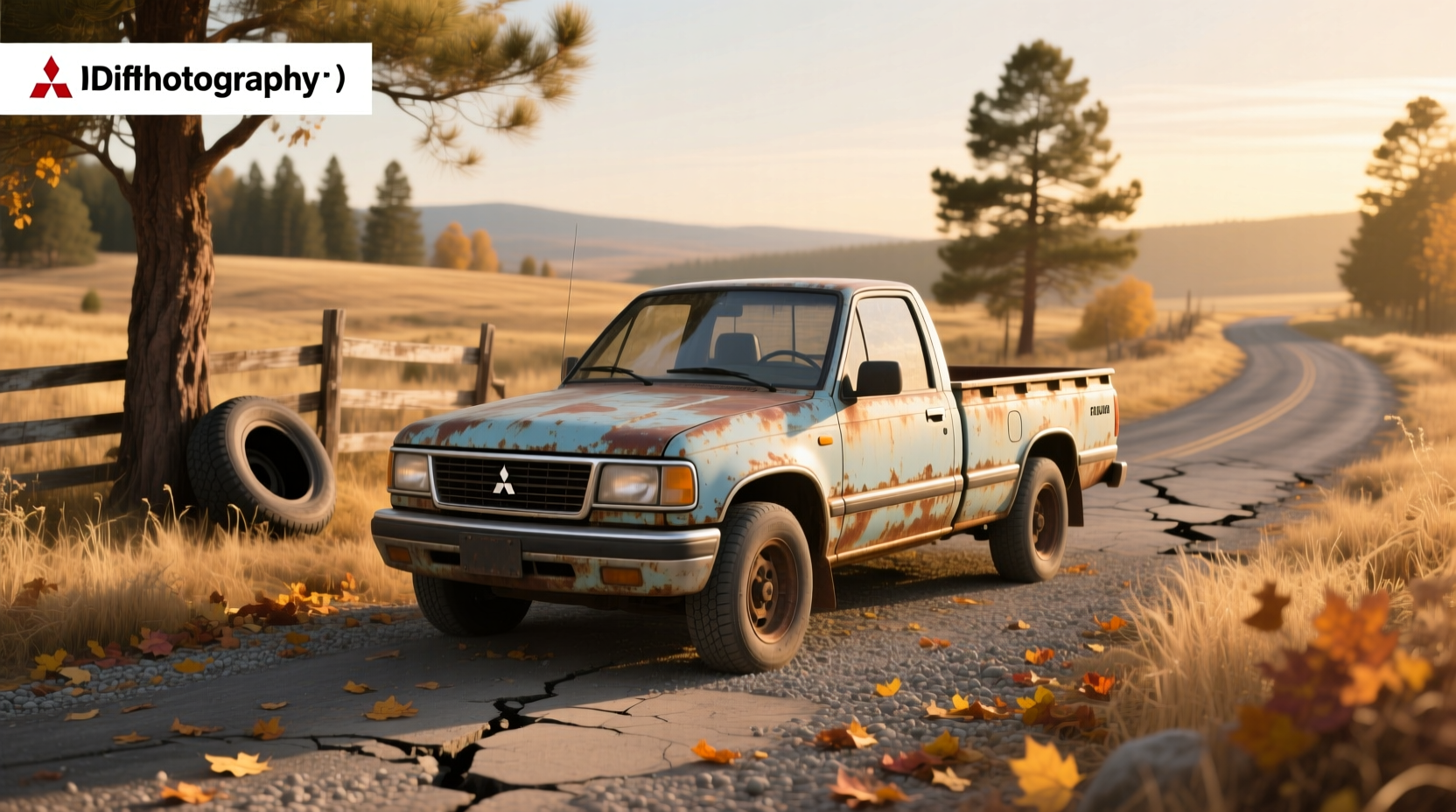 1994 Mitsubishi Mighty Max pickup truck parked on gravel road