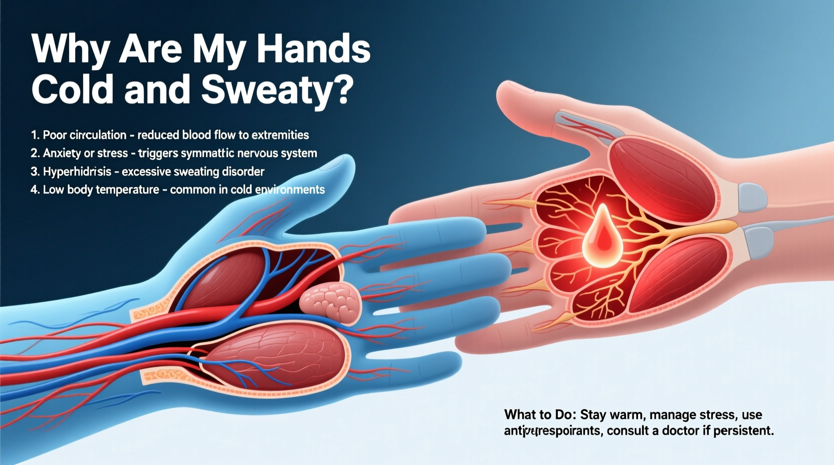 why are my hands cold and sweaty causes what to do