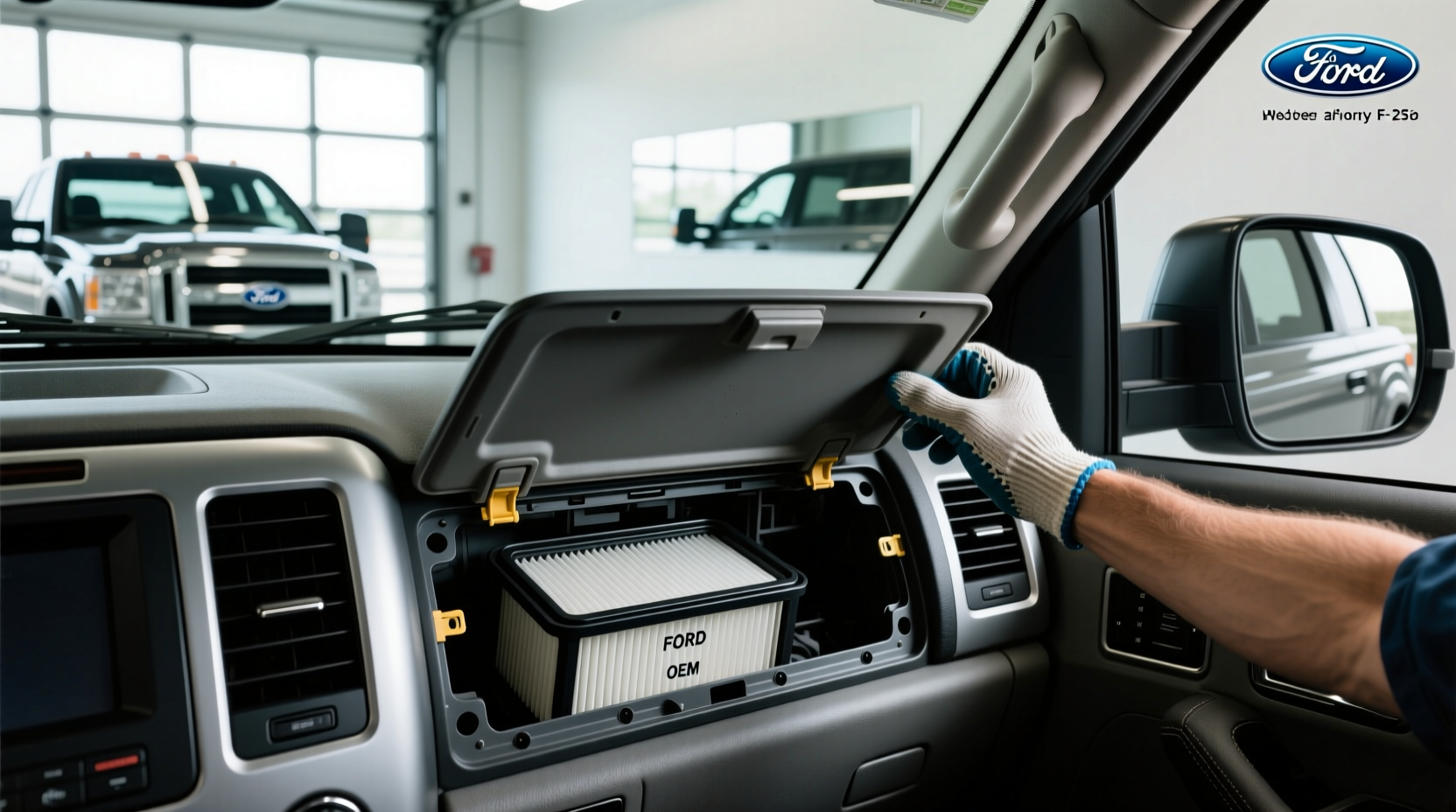 2009–2010 f250 cabin air filter location replacement
