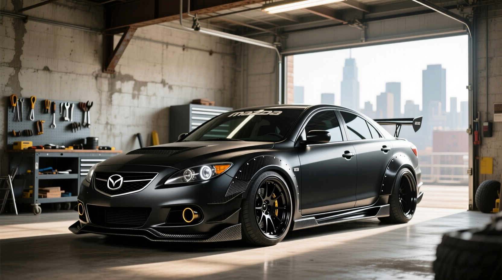 2006 mazda 6 body kit carbon hood guide