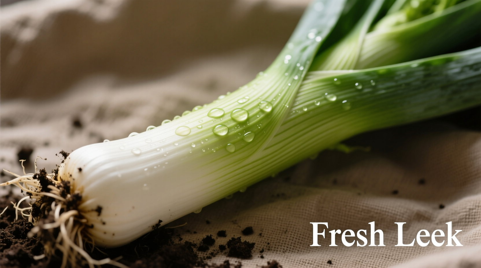 Fresh leeks with soil removed showing white and green sections