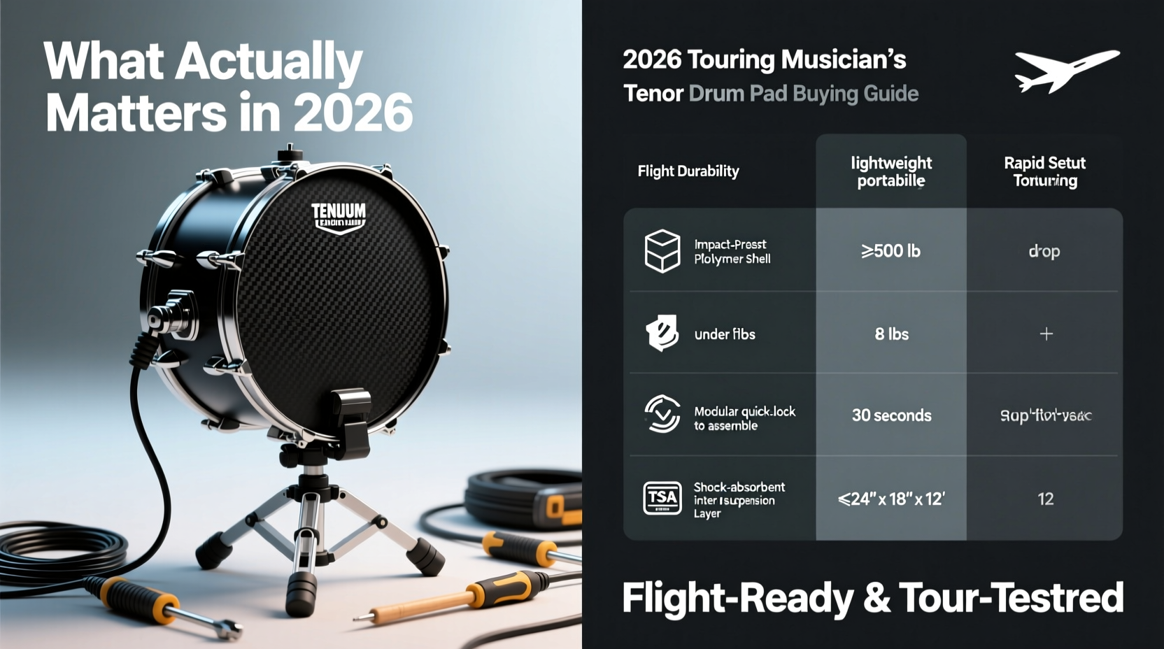 Tenor Drum Pad Buying Guide for Touring Musicians in 2026: What Specs Actually Matter for Flight Durability, Weight, and Quick Setup?