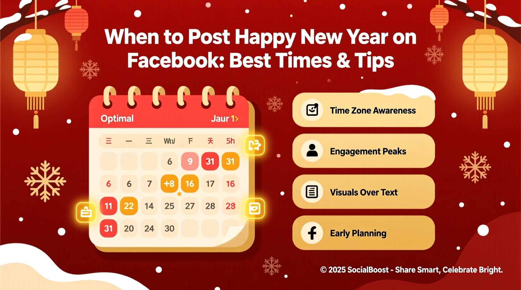 when to post happy new year on facebook