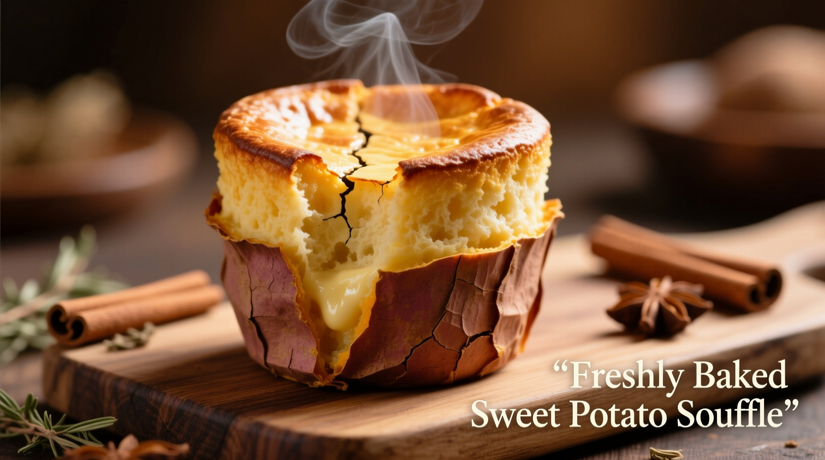 Finished sweet potato souffle with golden crust