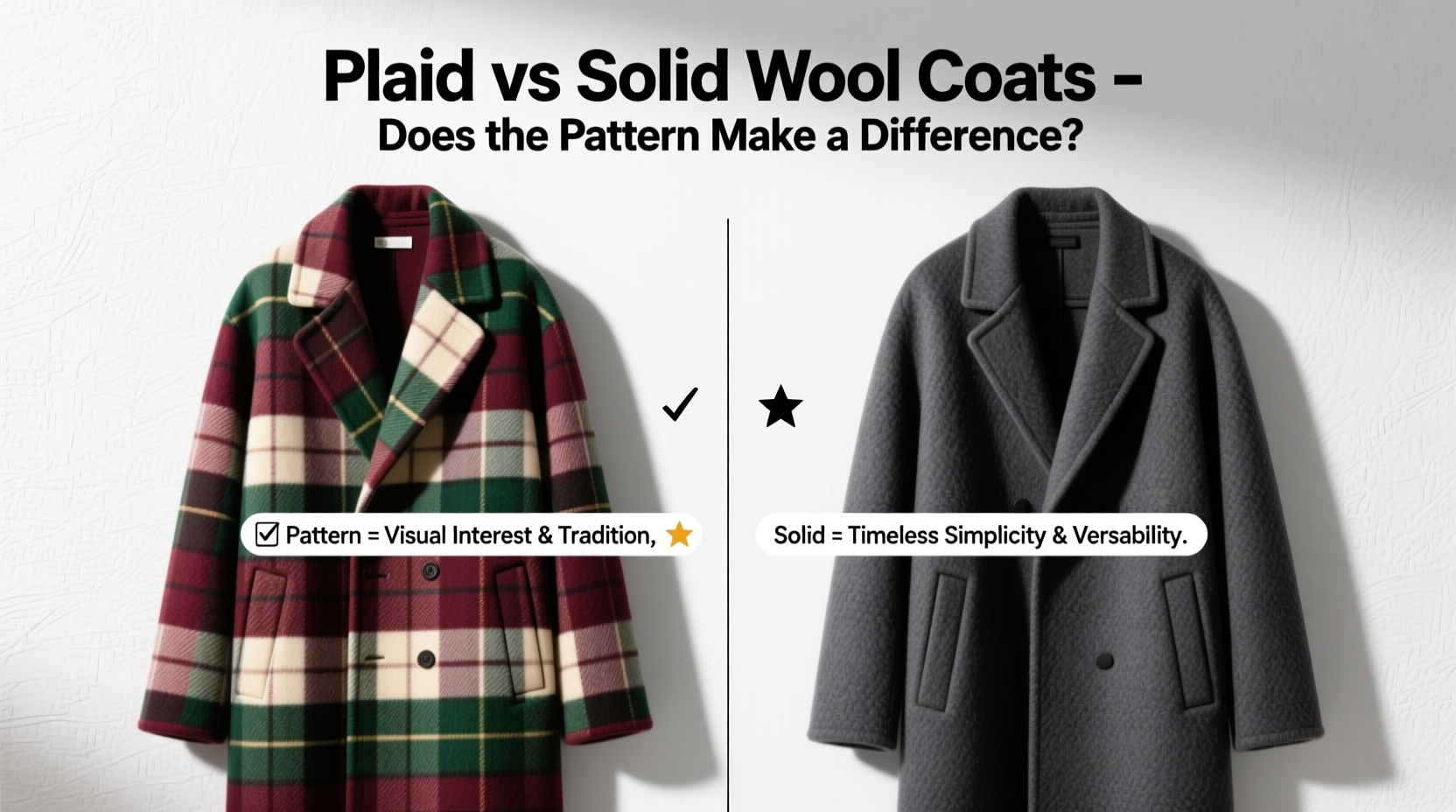 plaid vs solid wool coats does the pattern make a difference or is it just hype