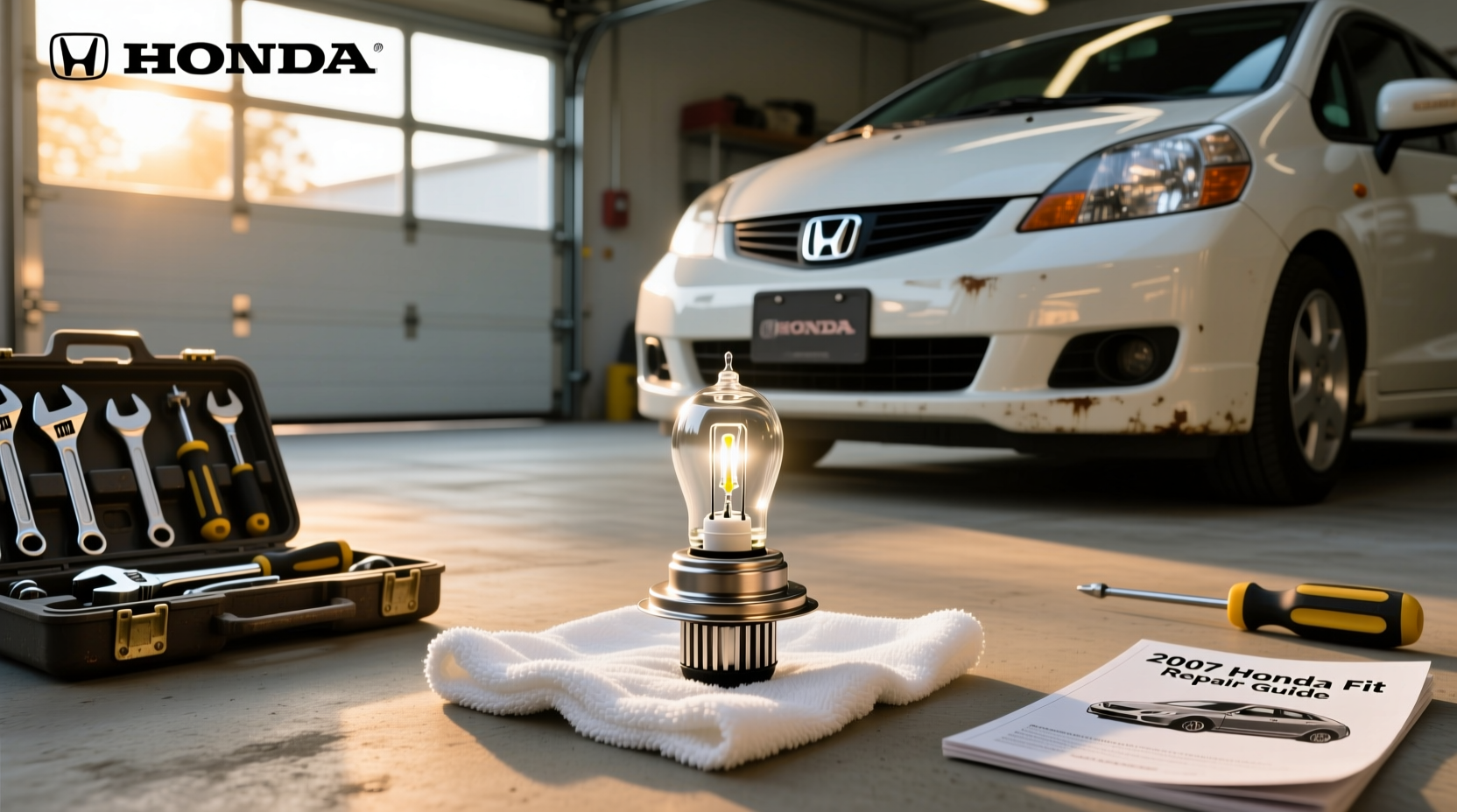 2007 honda fit headlight bulb size replacement