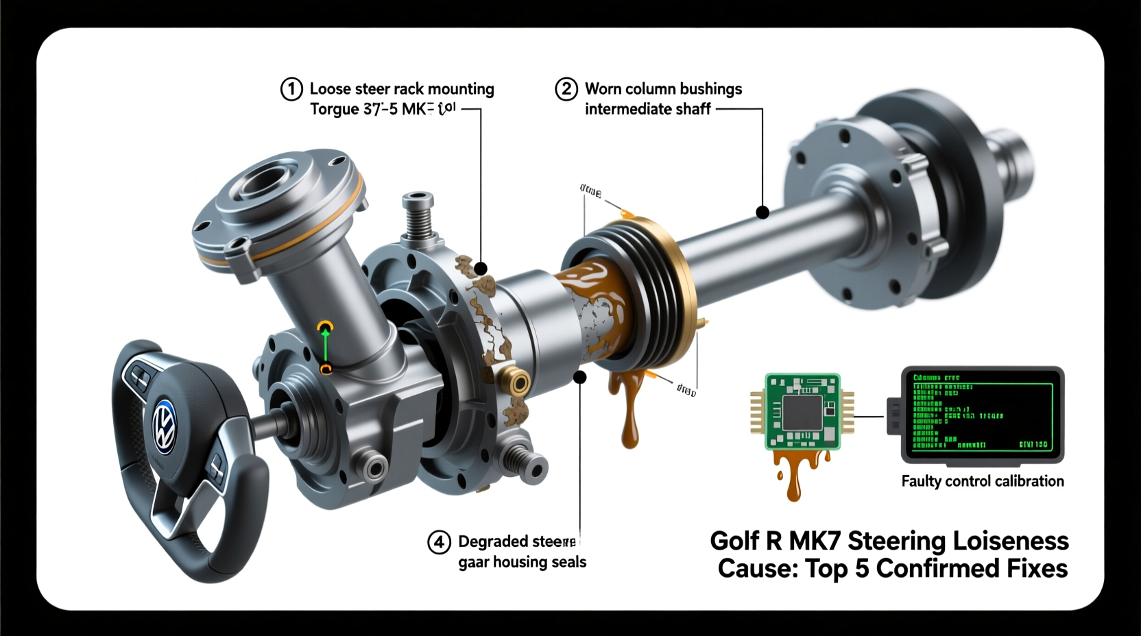 golf r mk7 steering looseness cause