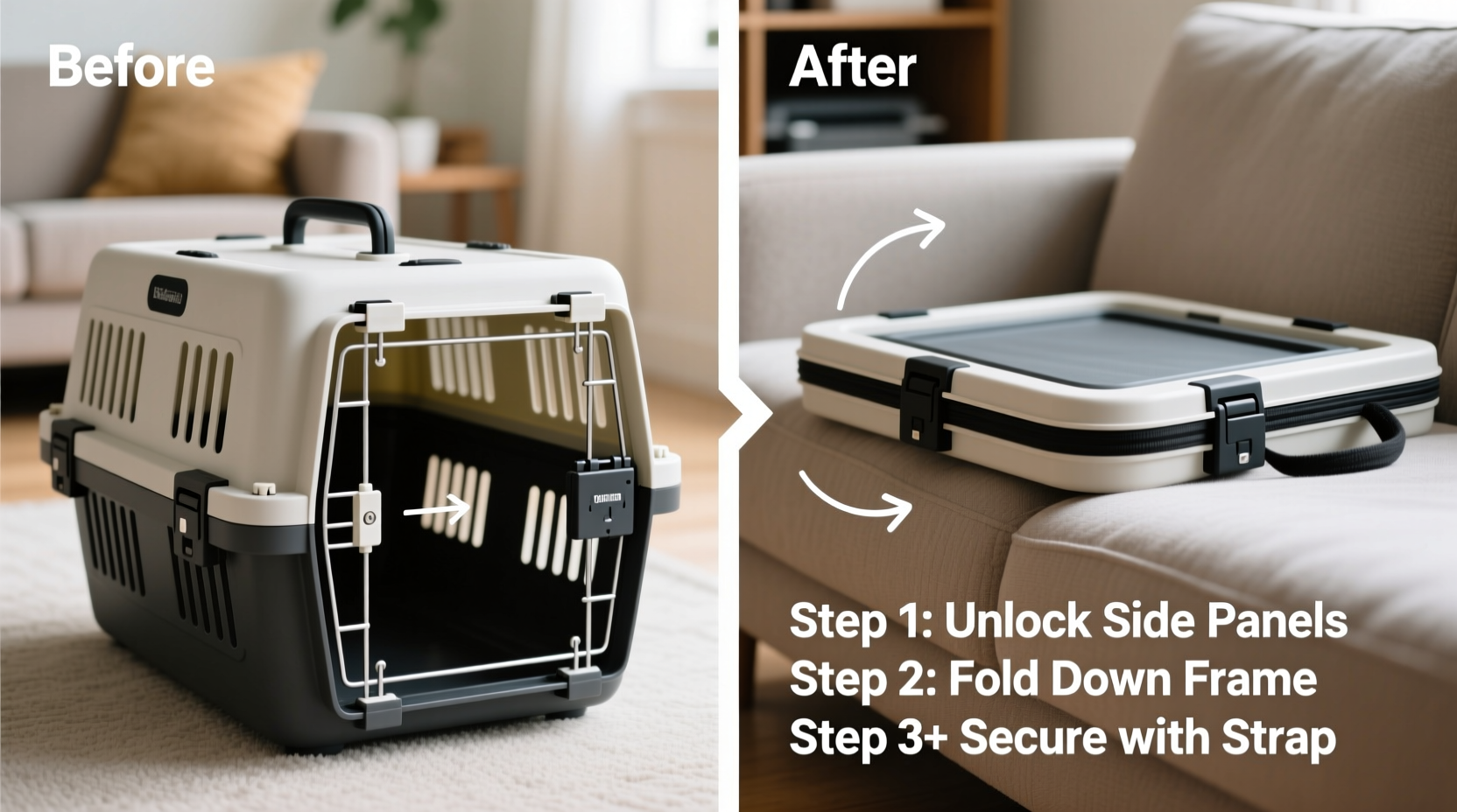 step by step guide to easily collapse a cat crate video tips for quick setup and storage