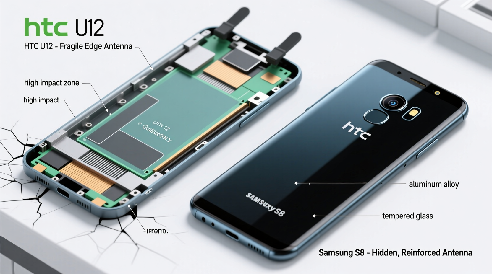 my htc u12 antenna is busted is the samsung s8 antenna any better or are they both fragile