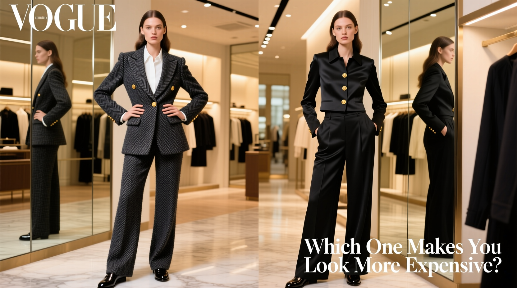 tweed suit set vs pantsuit which one actually makes you look more expensive