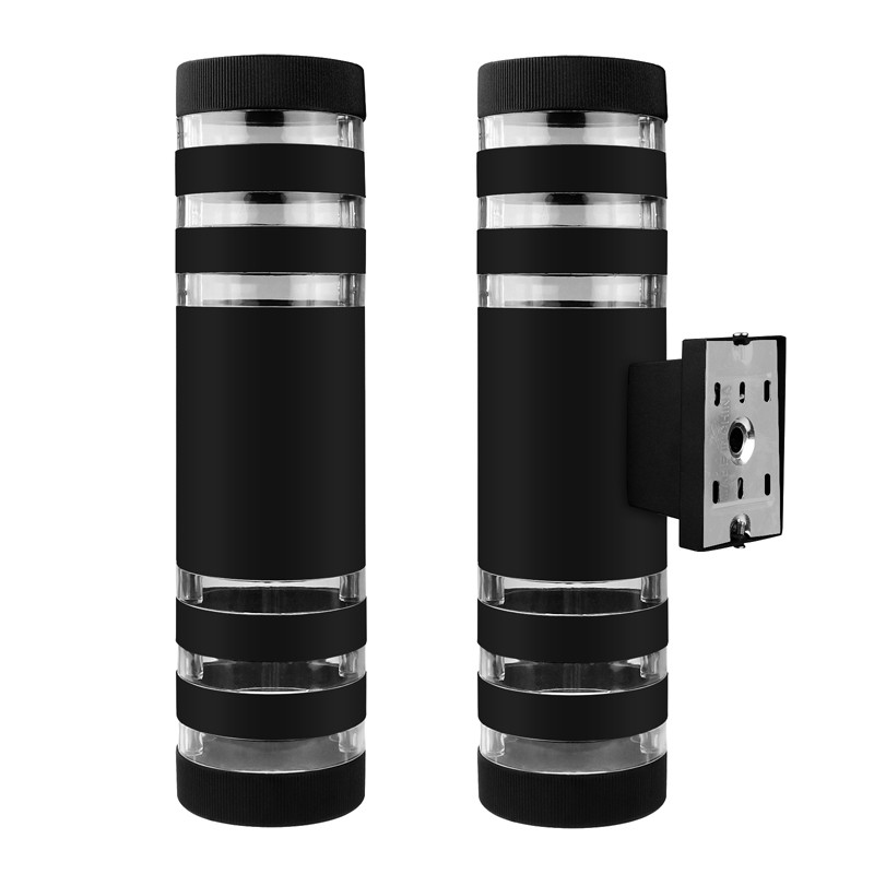 LED Wall Sconce Light Black Modern Waterproof Wall Lamps IP65 Outdoor Light Up and Down Illuminated Courtyard Spotlight