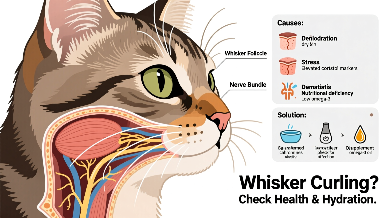 why are my cats whiskers curling causes and what to do