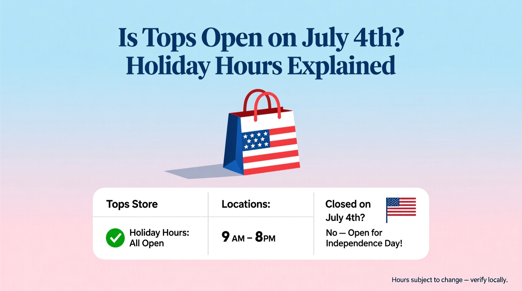 is tops open on july 4th