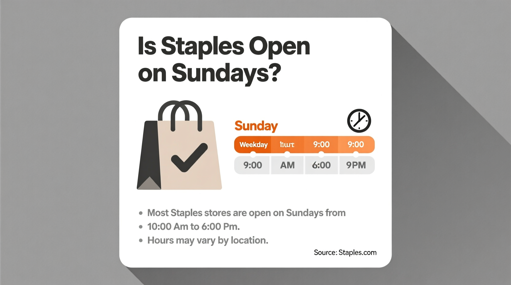 is staples open on sundays