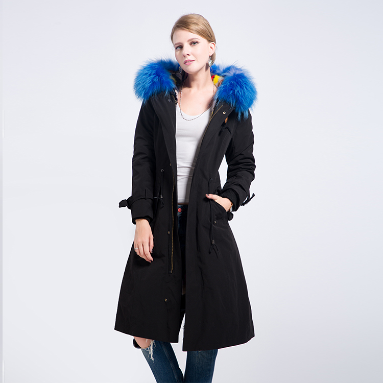 2021 New Designer High Fashion Women Faux Fur Collar Hooded Long Fur Coat For Ladies