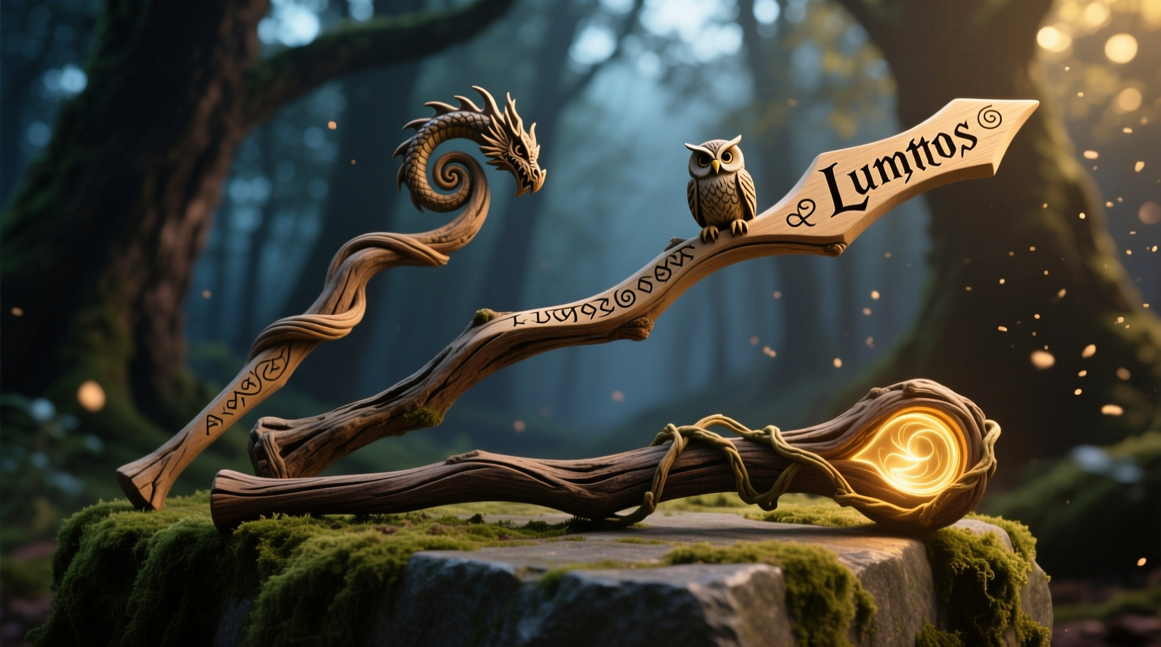 Three DIY Harry Potter wands made from natural branches