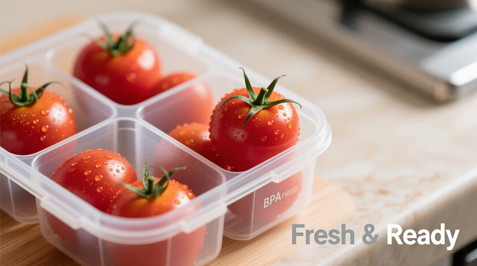 Cherry tomatoes in a compartmentalized lunch container