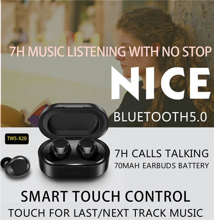 Factory OEM Mini TWS X20 True wireless Earbuds Stereo Wireless Earphone music headset