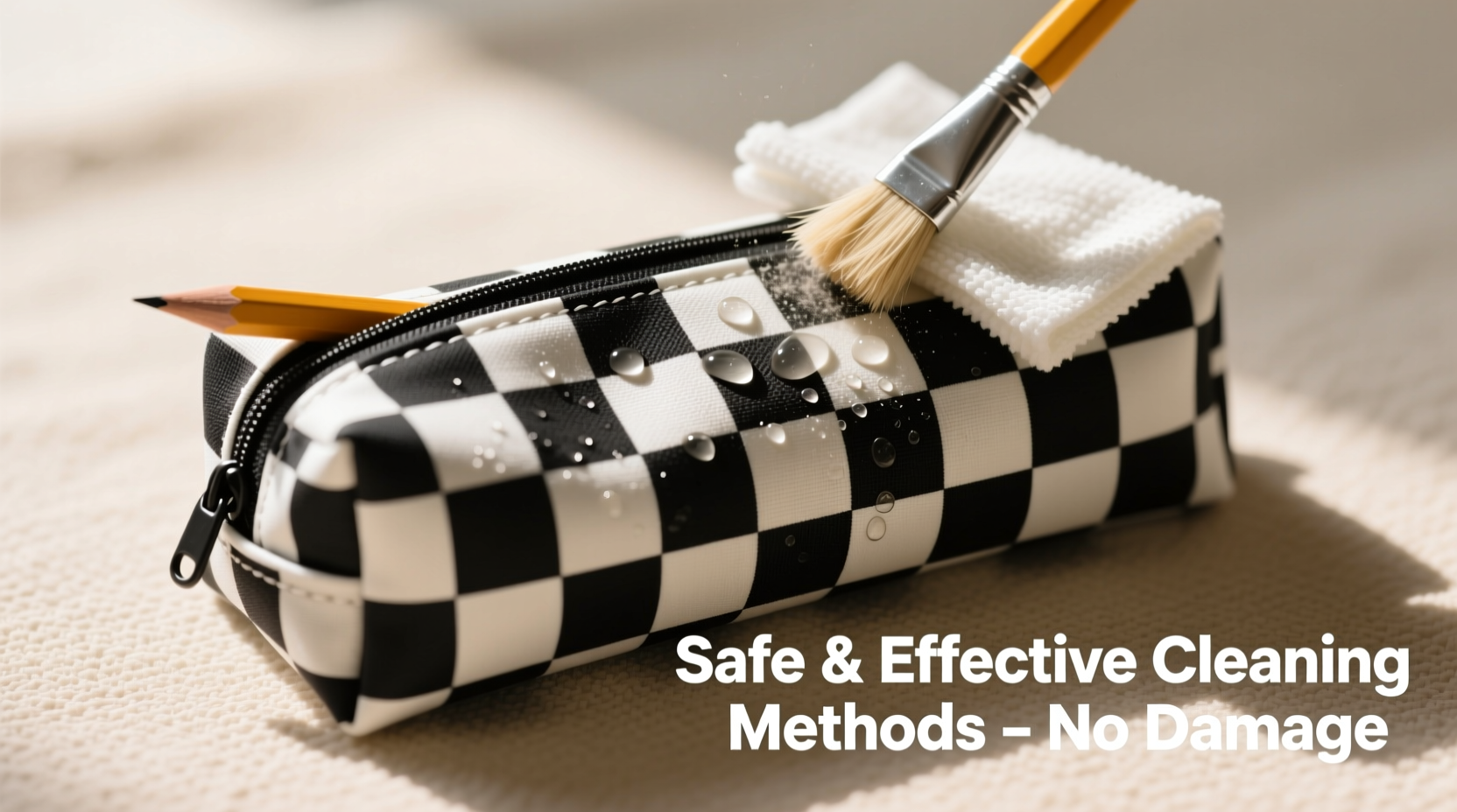 safe and effective methods to clean a checkered pencil case without damage