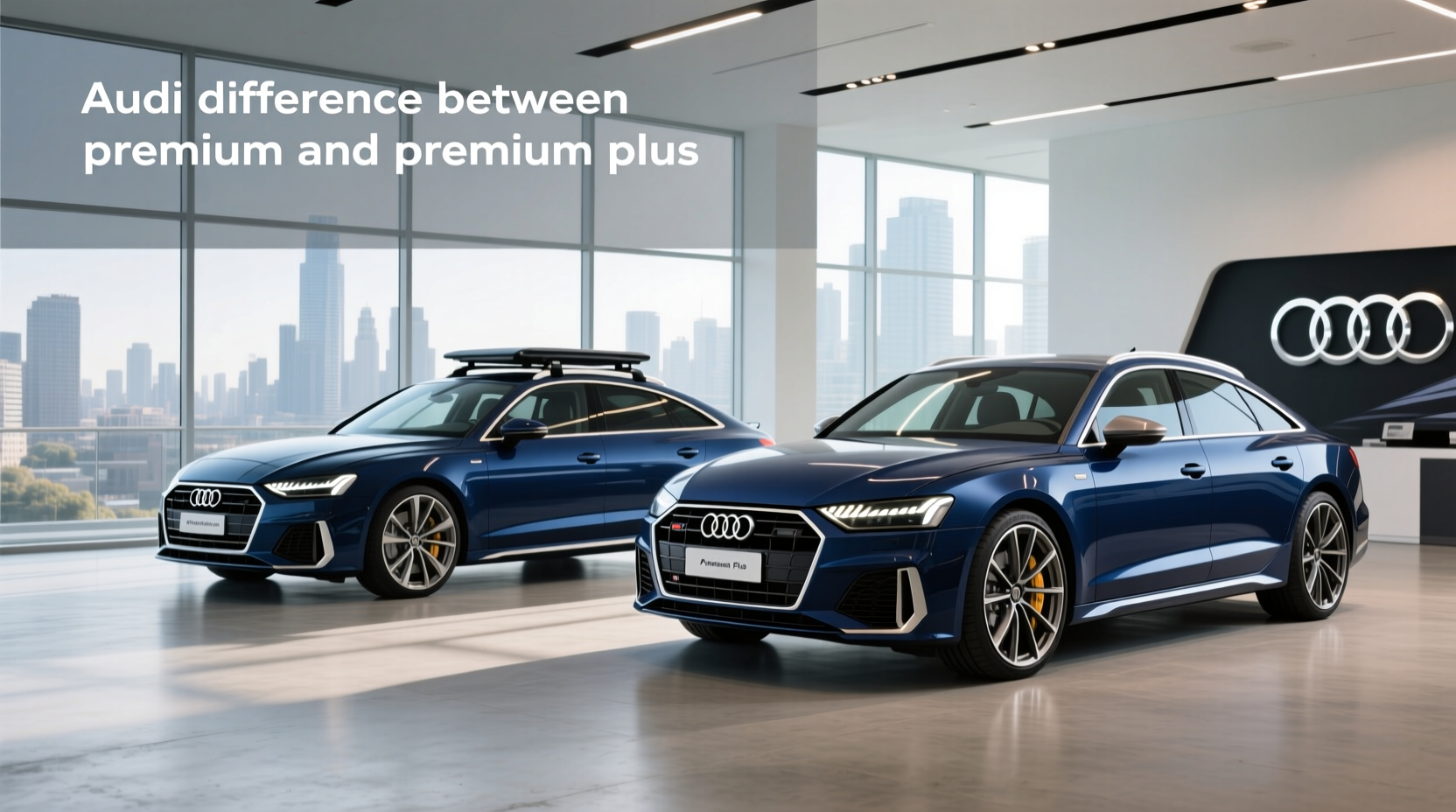 Interior view of Audi showing Virtual Cockpit display in Premium Plus trim