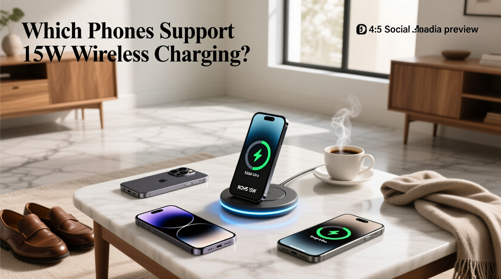 15W wireless charger with RoHS certification label