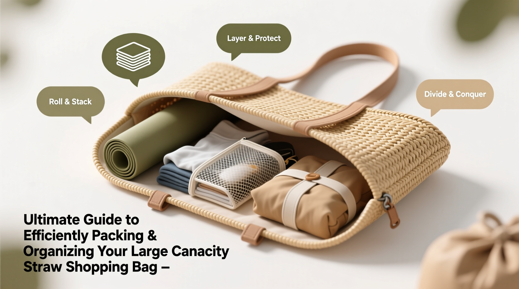 ultimate guide to efficiently packing and organizing your large capacity straw shopping bag
