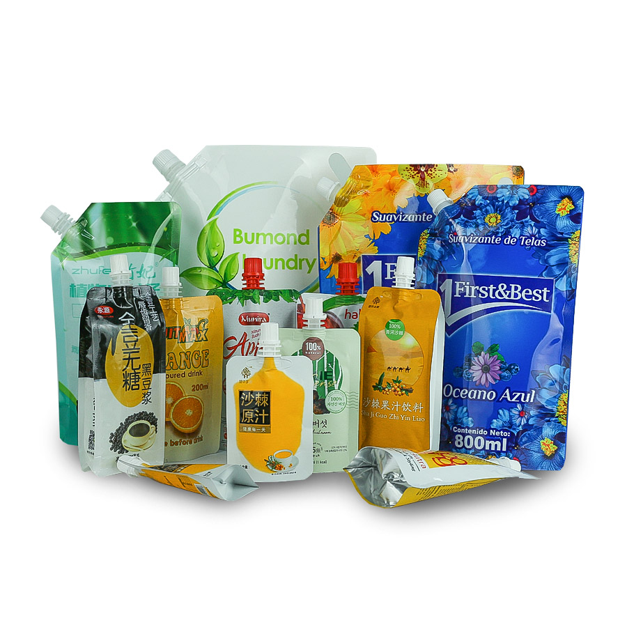 定制印刷塑料果汁袋铝箔防漏袋装果汁壶嘴小袋站起来袋盖