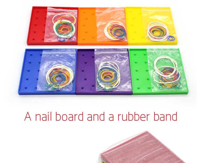 Montessori Educational Toy Geo Board with rubber bands 12.5*12.5cm Plastic Double-Sided Geoboard