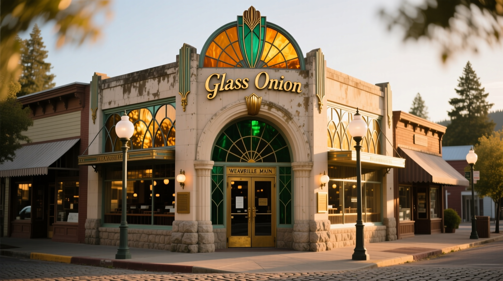 Glass Onion Restaurant historic building facade on Weaverville Main Street
