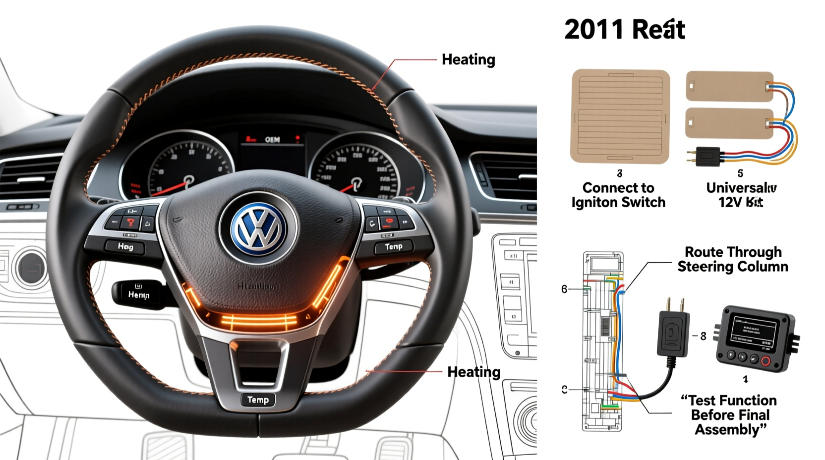 heated steering wheel passat cc 2011