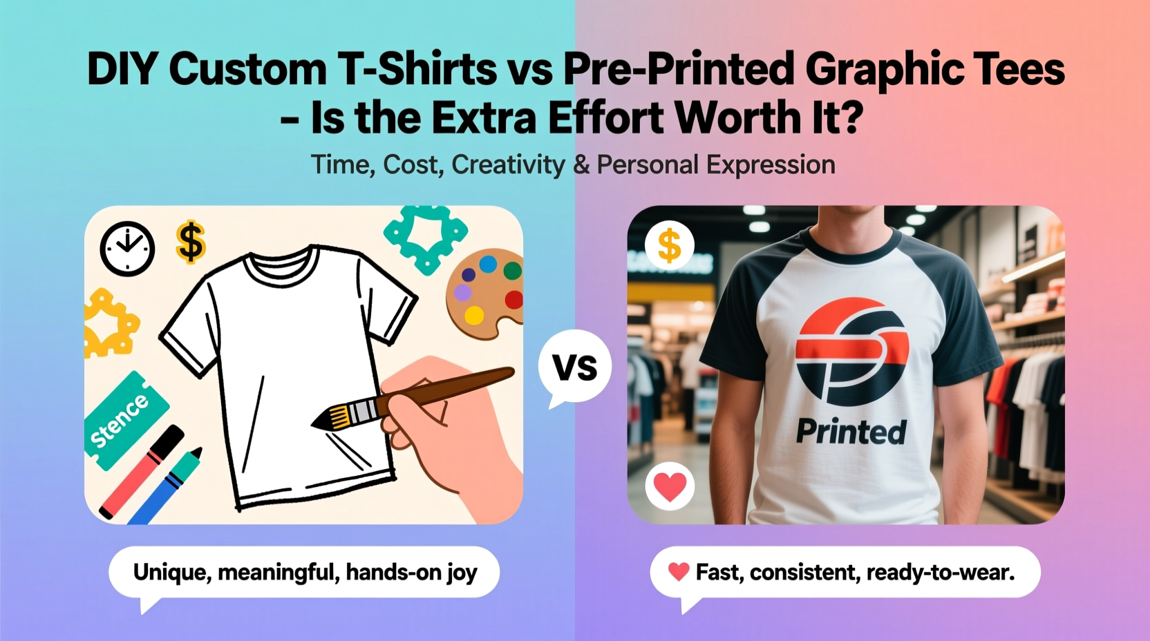diy custom t shirts vs pre printed graphic tees is the extra effort really worth it