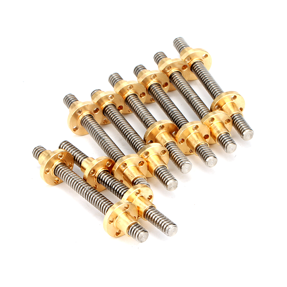 10mm diameter left and right thread Tr10*2 trapezoidal lead screw 400mm long with brass nuts