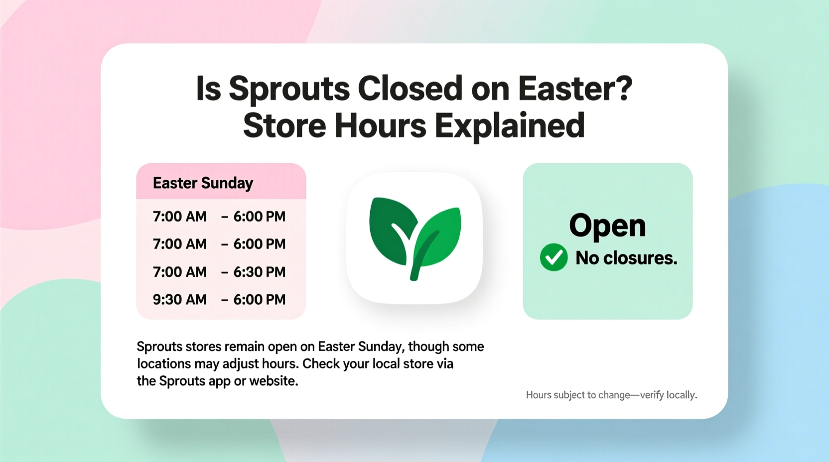 is sprouts closed on easter