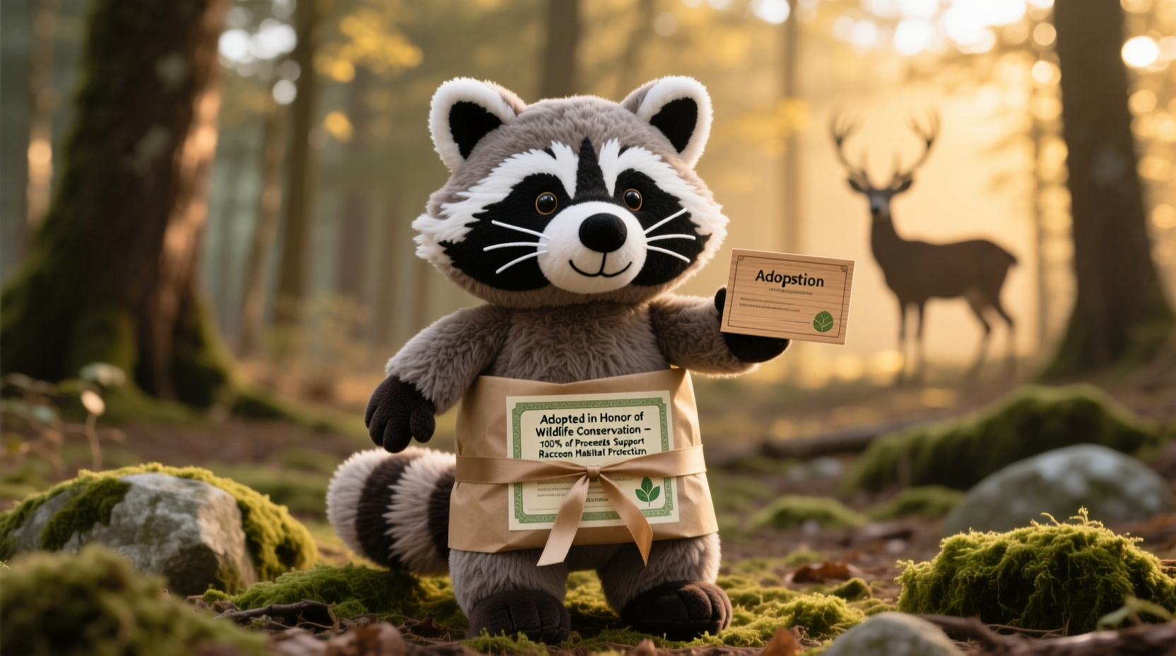 adopt a raccoon gift symbolic wildlife adoption plush sets